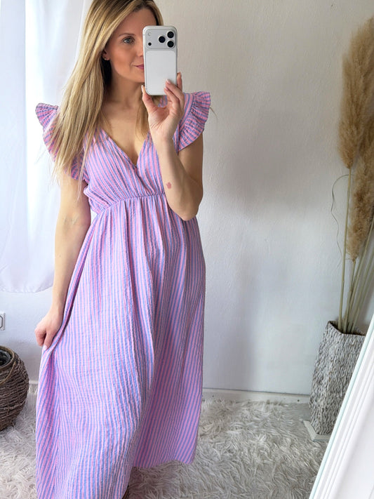 Robe Mousseline Rayures Douces