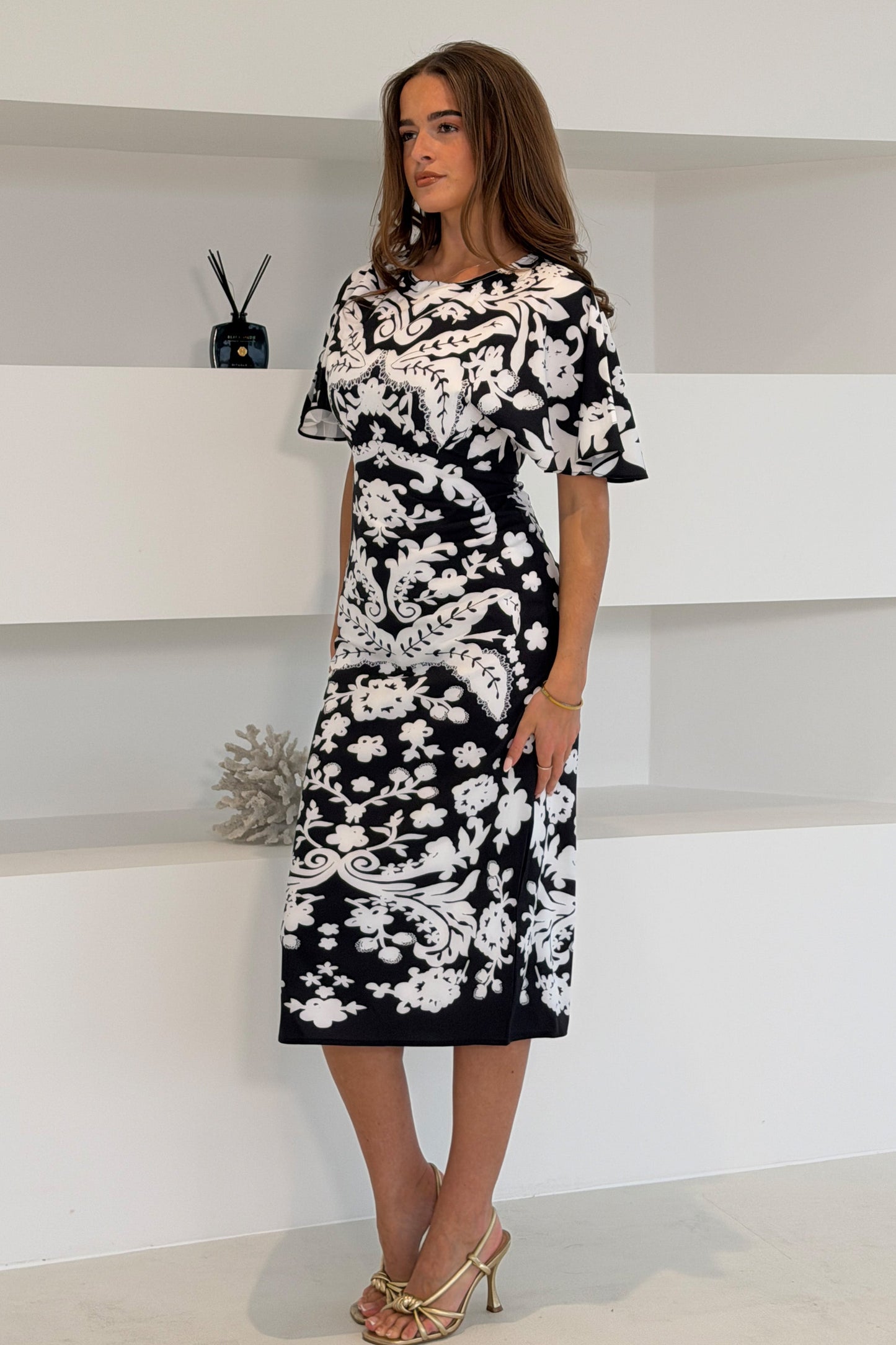 Robe mi-longue Jocelyn noir et blanc
