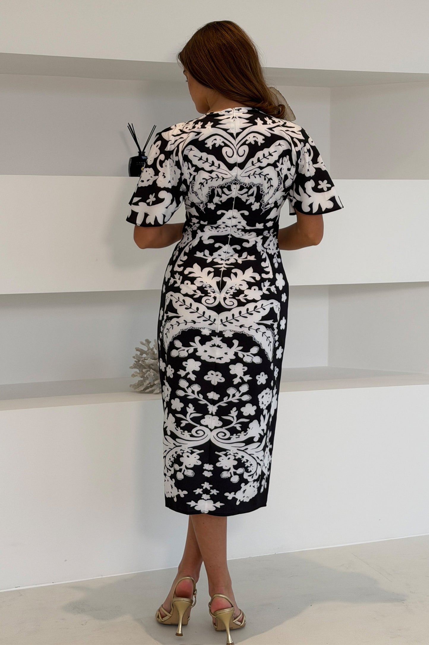 Robe mi-longue Jocelyn noir et blanc