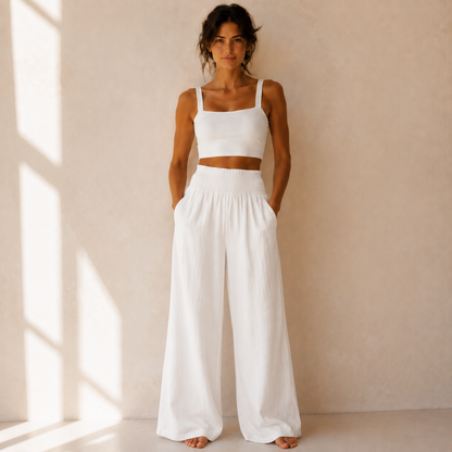 FLORA — Pantalon Large Lin