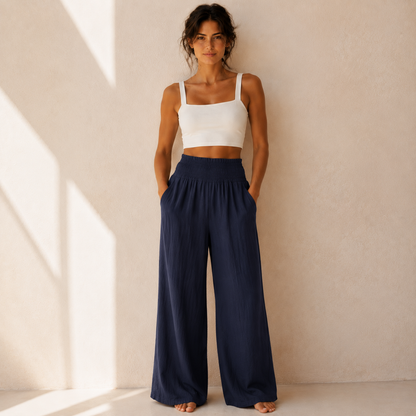 FLORA — Pantalon Large Lin
