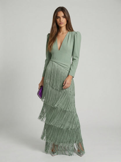 SALVIA — Robe Longue à Franges