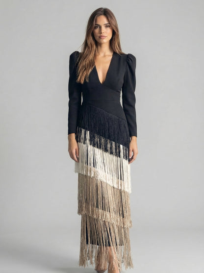 SALVIA — Robe Longue à Franges