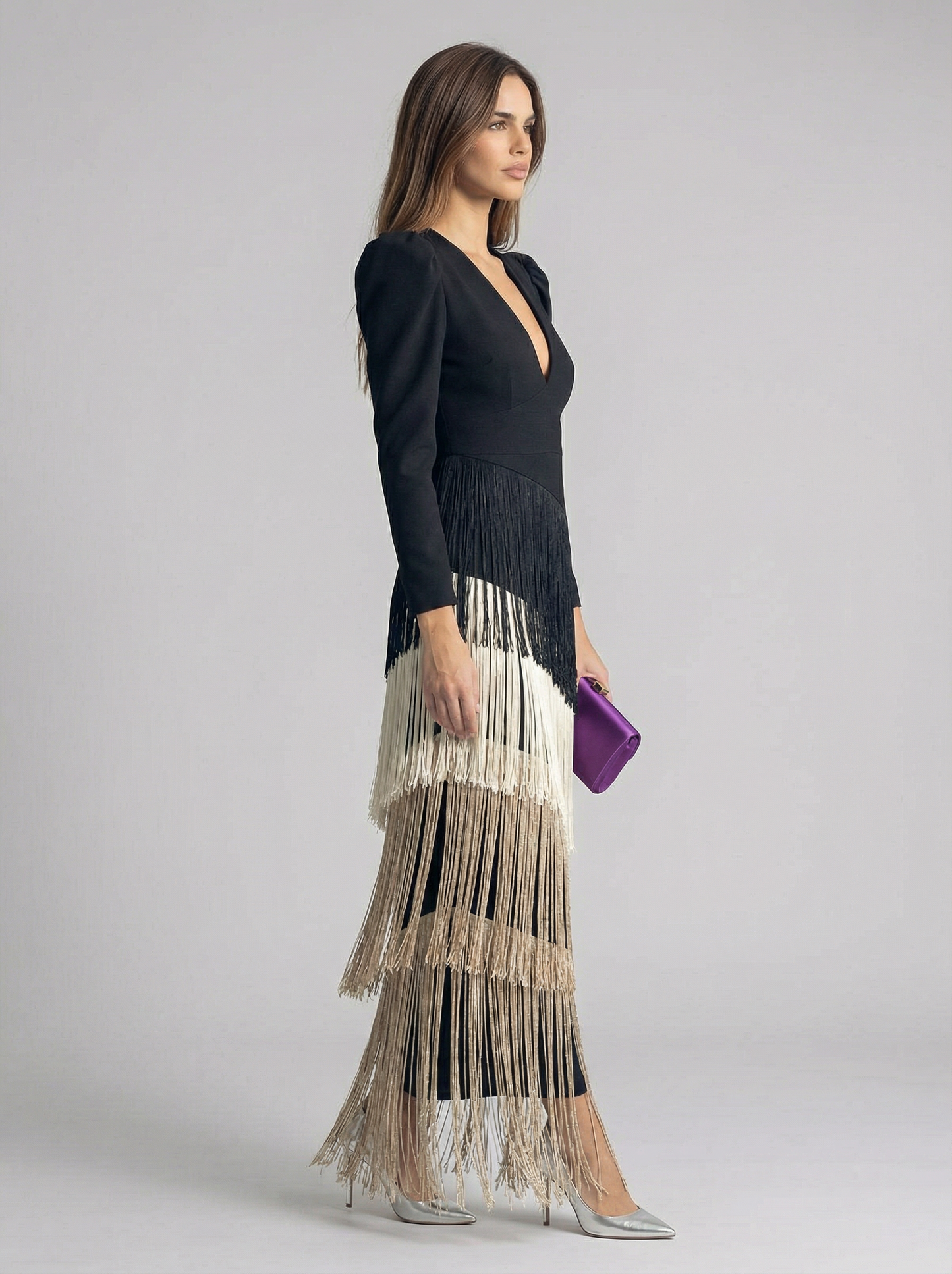 SALVIA — Robe Longue à Franges