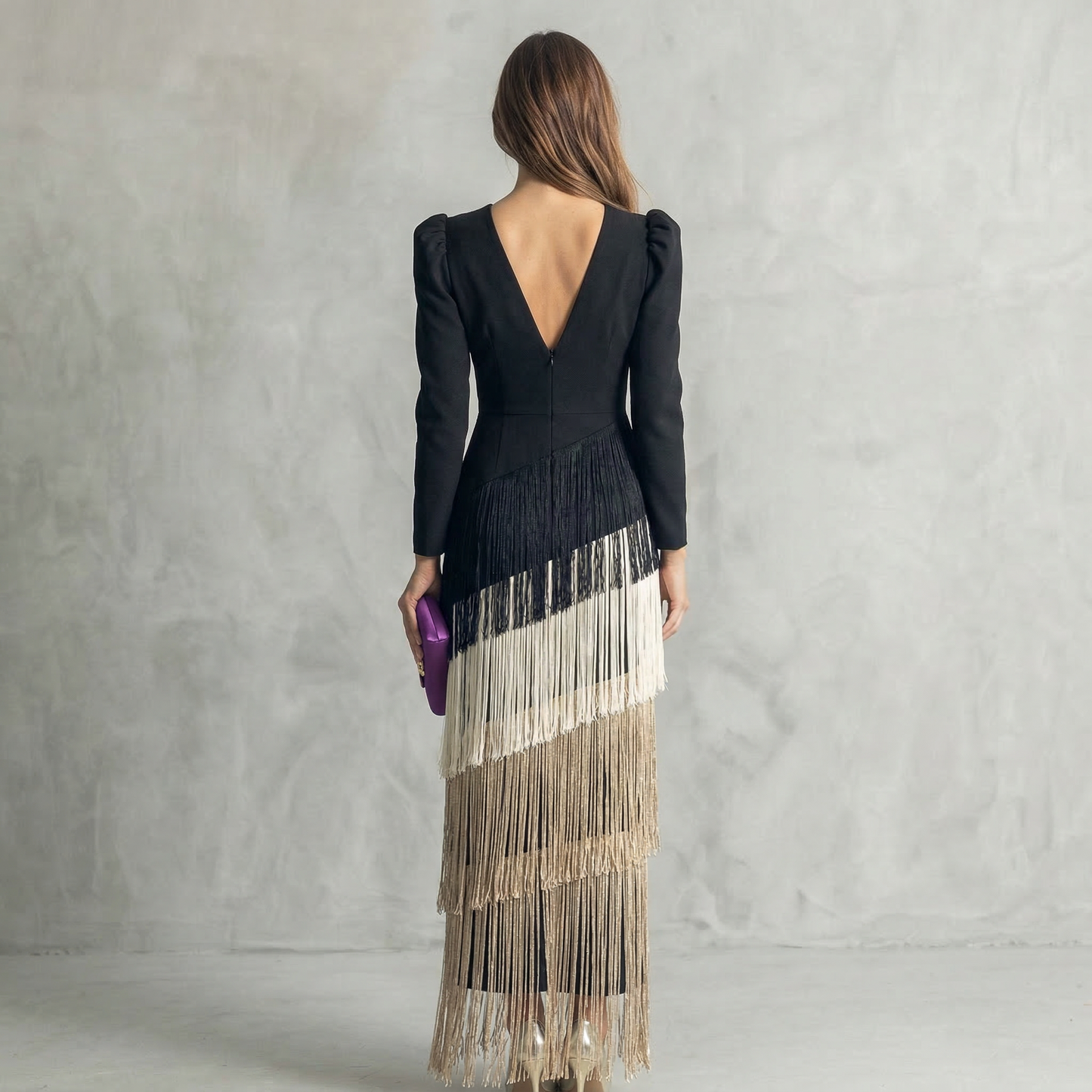 SALVIA — Robe Longue à Franges