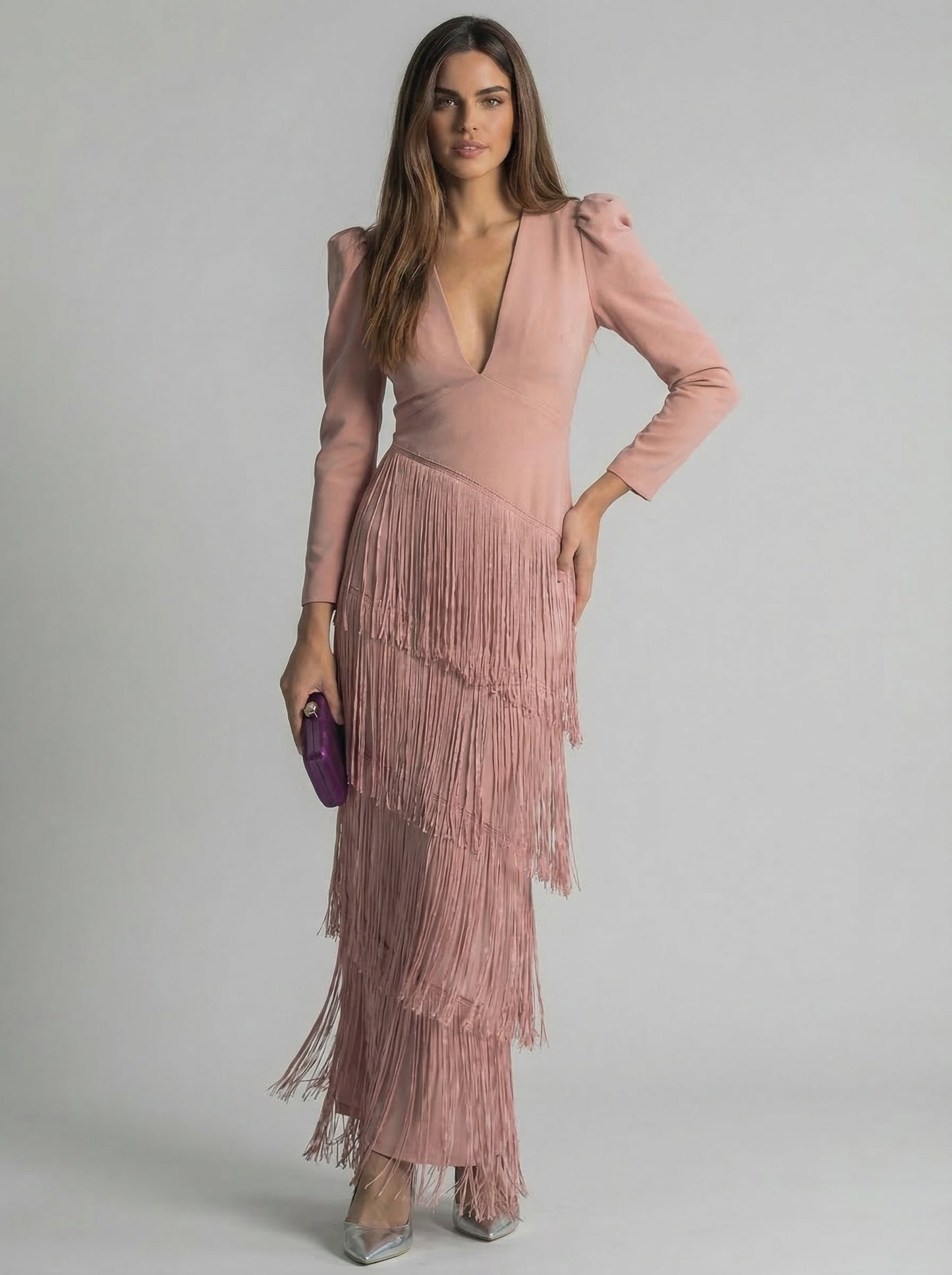 SALVIA — Robe Longue à Franges