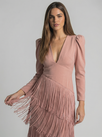 SALVIA — Robe Longue à Franges