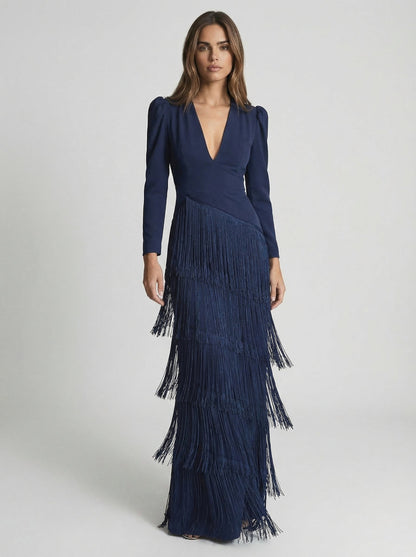 SALVIA — Robe Longue à Franges