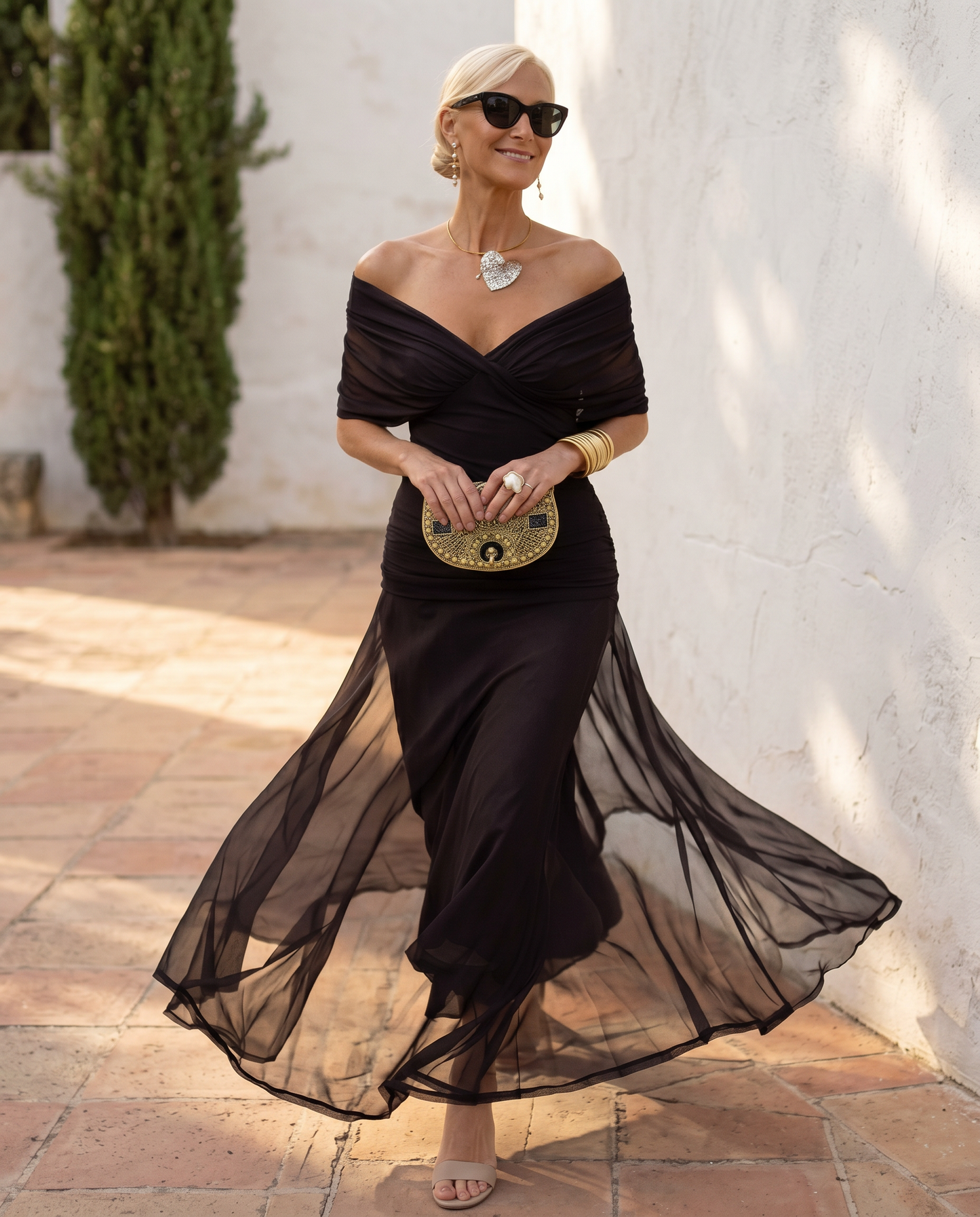 VALENTINA — Robe Maxi à Décolleté Cœur