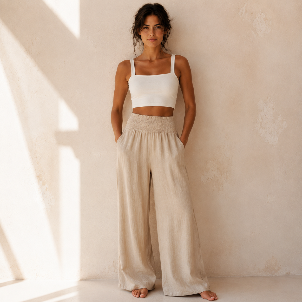 FLORA — Pantalon Large Lin