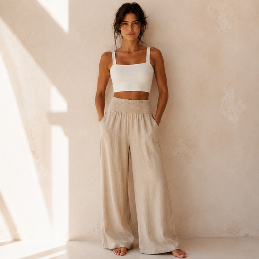 FLORA — Pantalon Large Lin