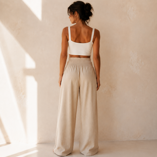 FLORA — Pantalon Large Lin