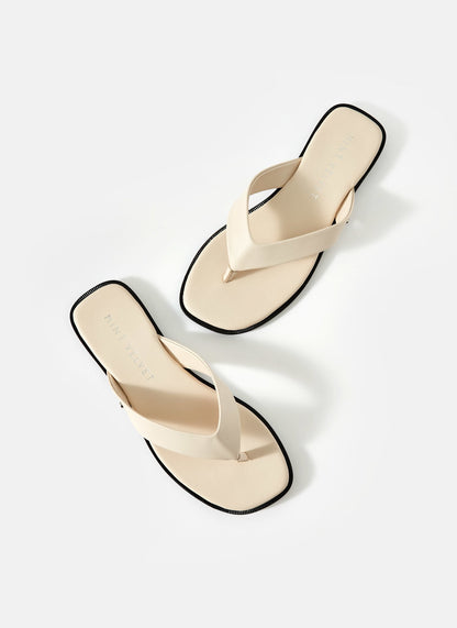 Lula | Sandales Tong Cuir Crème
