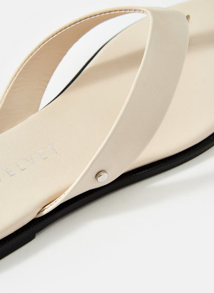 Lula | Sandales Tong Cuir Crème