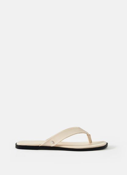Lula | Sandales Tong Cuir Crème