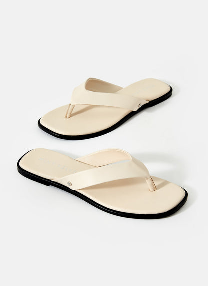 Lula | Sandales Tong Cuir Crème