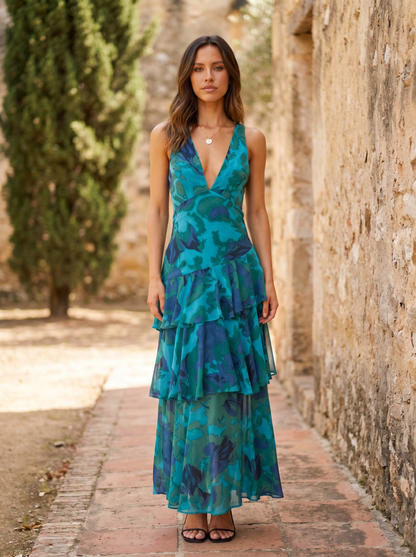 DOROTEA — Robe Maxi Florale à Décolleté
