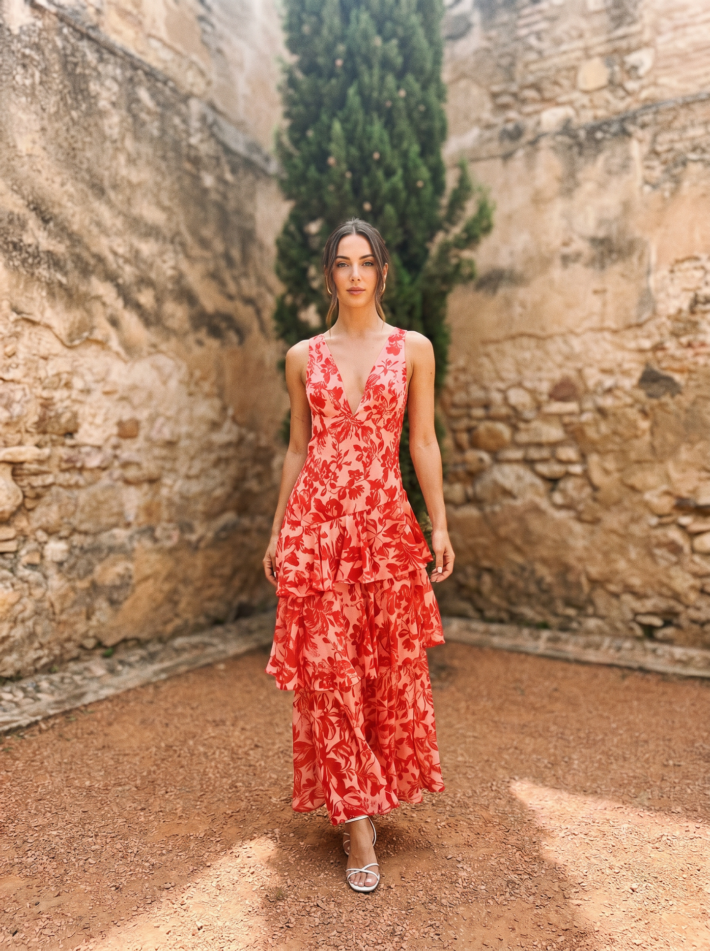 DOROTEA — Robe Maxi Florale à Décolleté