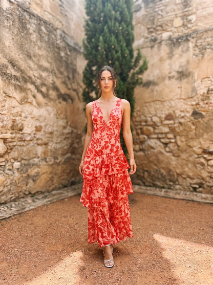 DOROTEA — Robe Maxi Florale à Décolleté