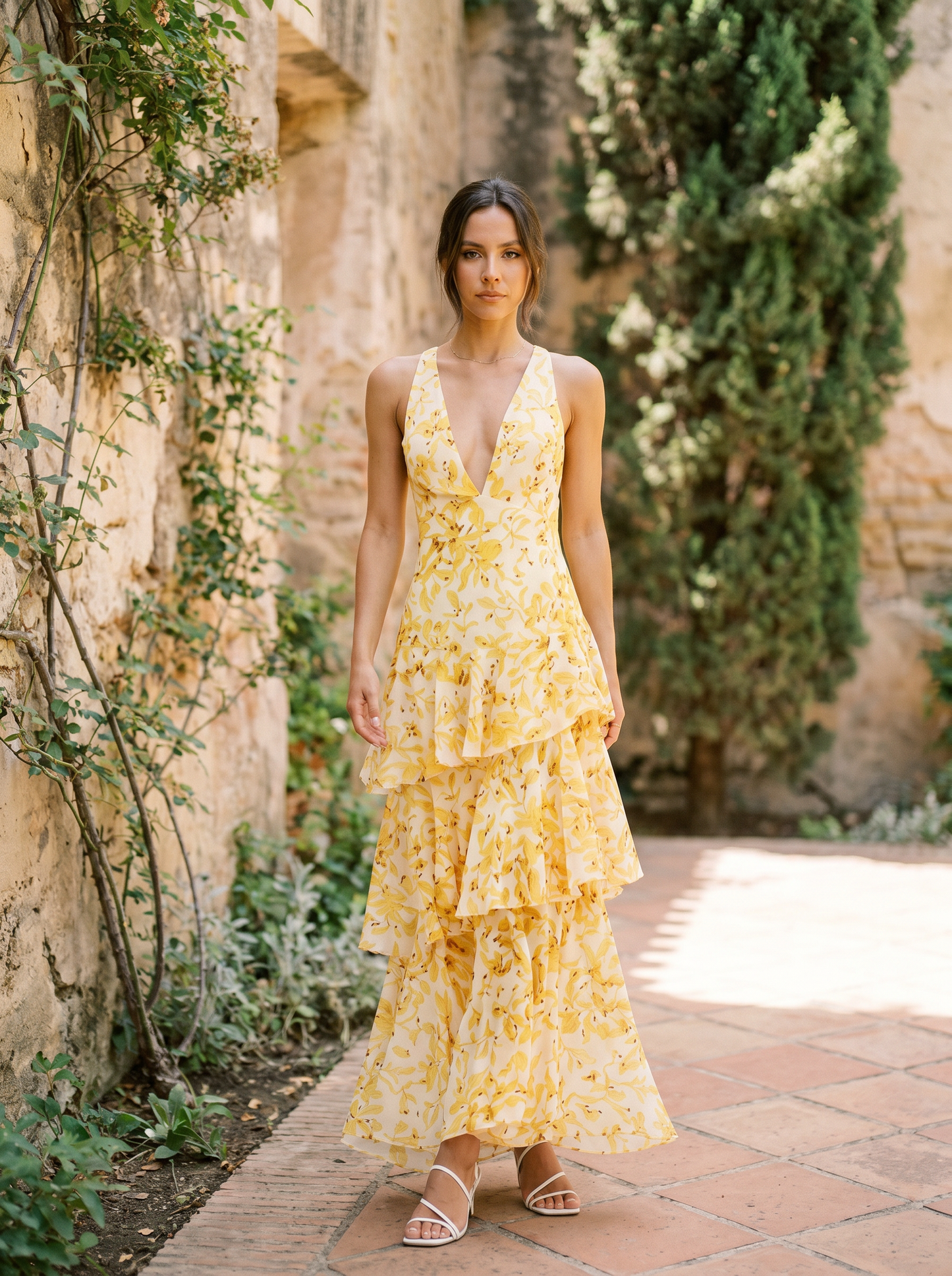 DOROTEA — Robe Maxi Florale à Décolleté