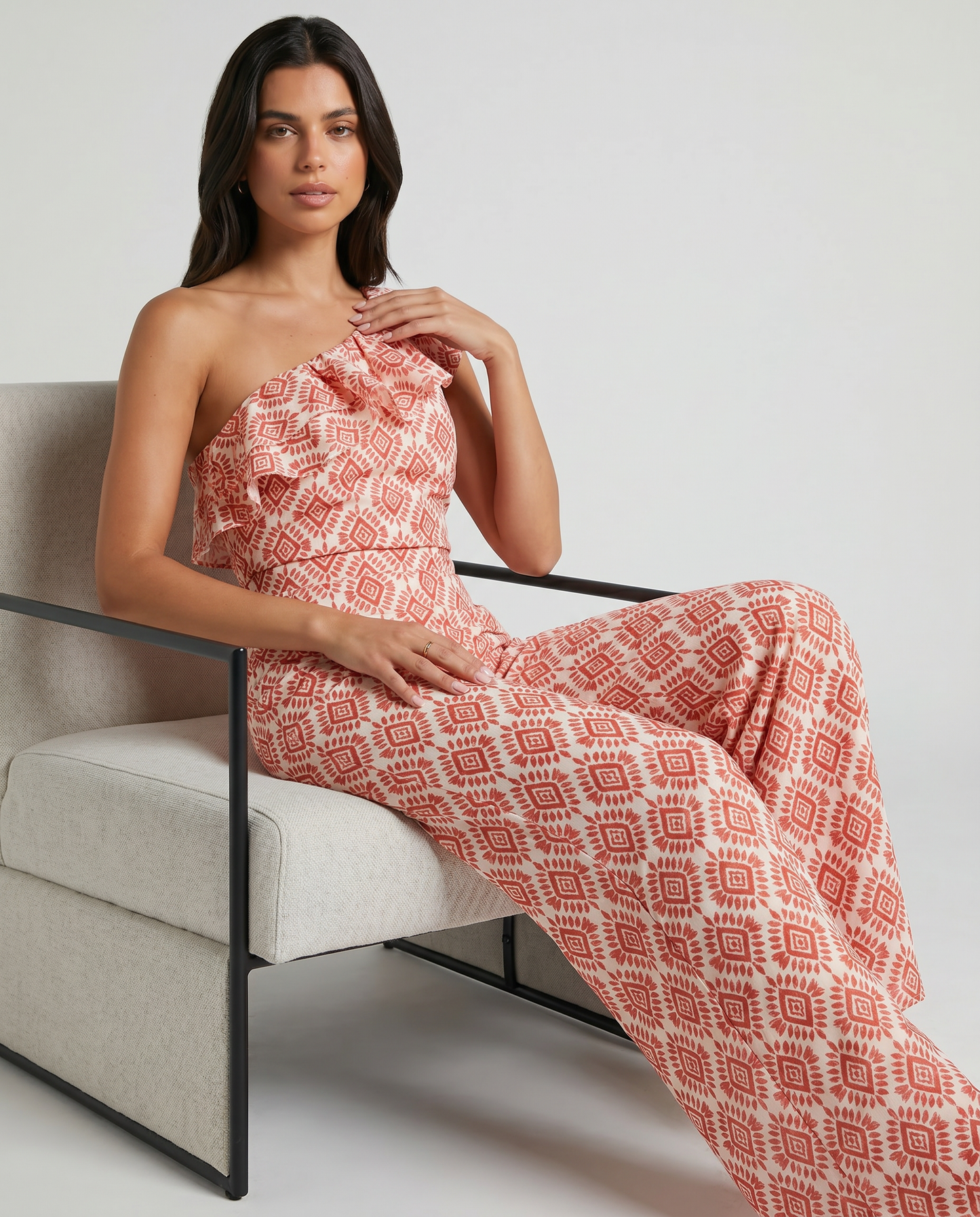 JIMENA — Combinaison Longue à Imprimé Géométrique
