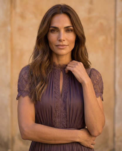 FLAVIA — Robe Longue Violette en Mousseline