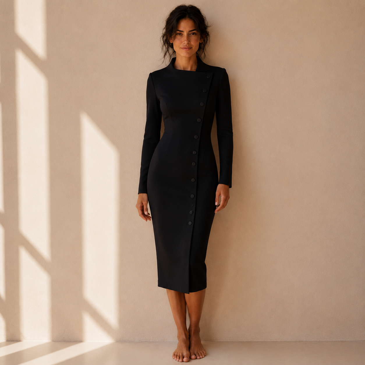 VICTORIA — Robe Fourreau Boutonné