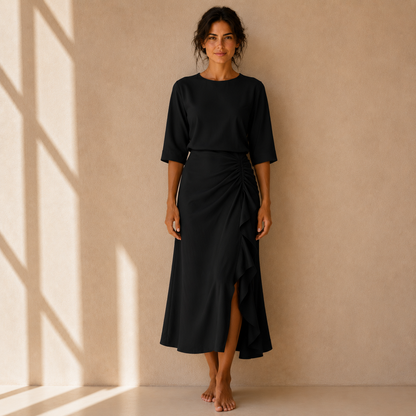LÉONIE — Robe Midi Drapée
