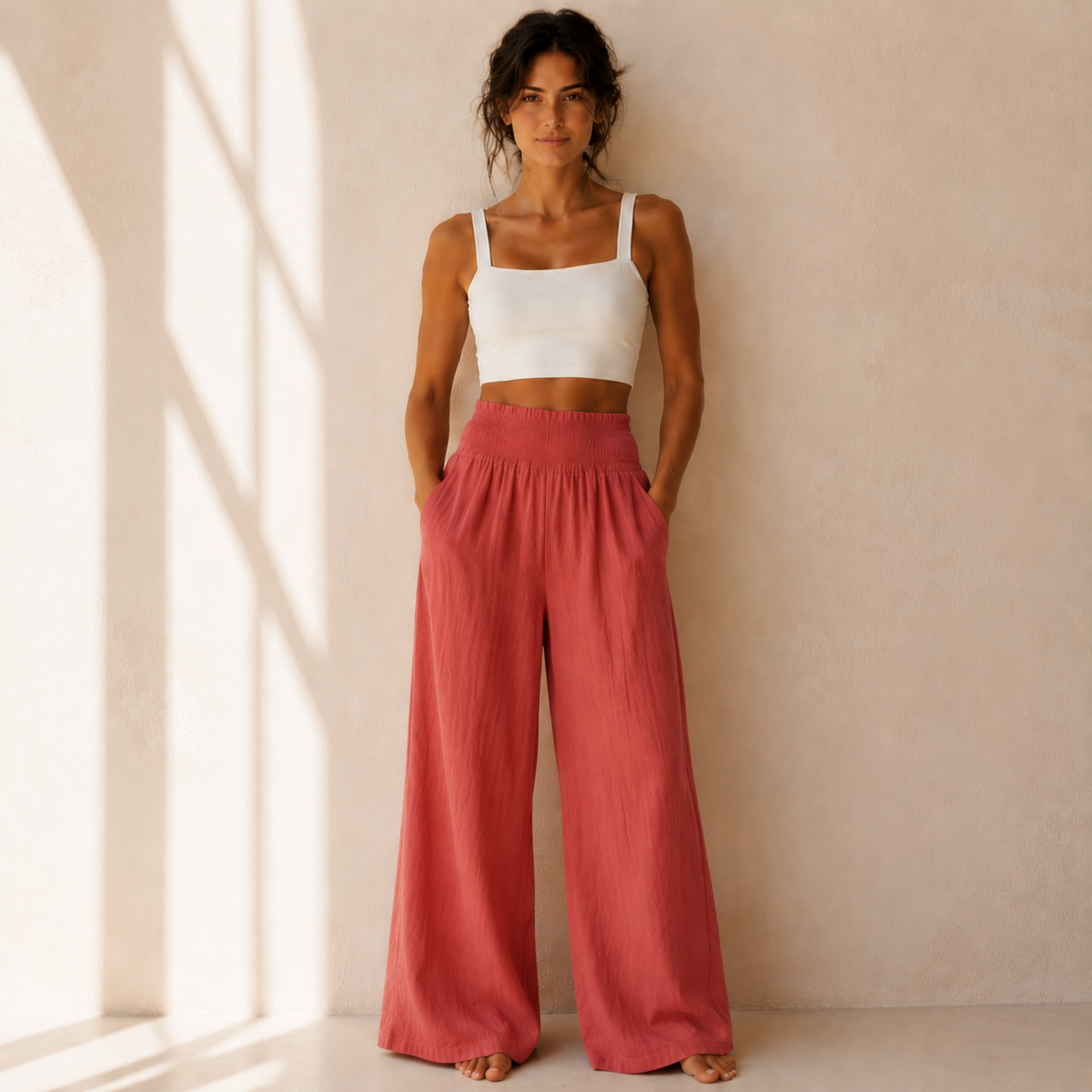 FLORA — Pantalon Large Lin