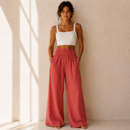 FLORA — Pantalon Large Lin
